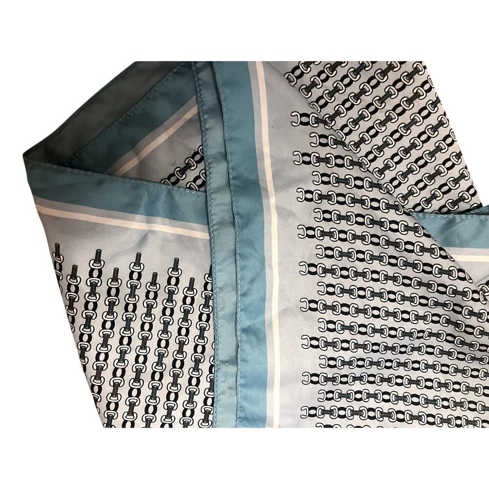 No Brand Blue Silk Chain-link Design Scarf 28" Square